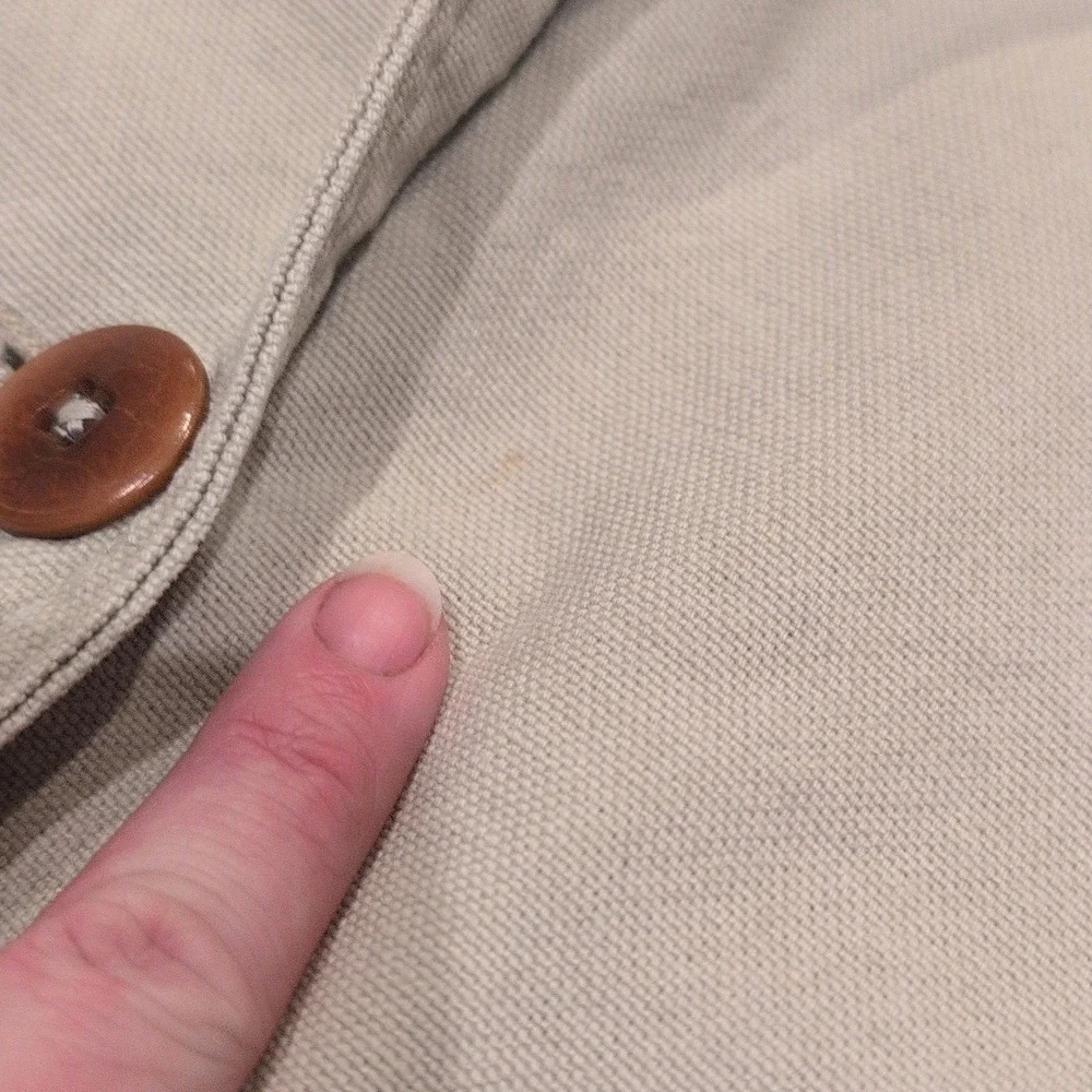 Vintage LL Bean Tan Canvas Field Jacket Men's 2XL‎ Corduroy Collar Snap Workwear